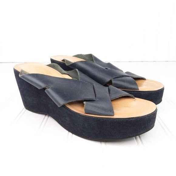 KorkEase Shoes Korkease Blue Crisscross Strap Platform Sandals